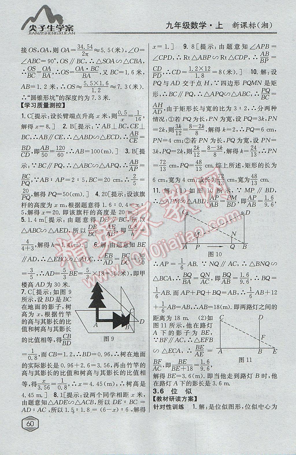 2017年尖子生學(xué)案九年級數(shù)學(xué)上冊湘教版 參考答案第22頁