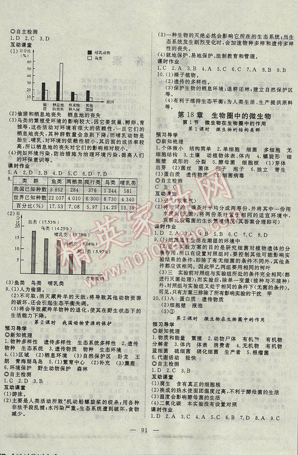 2017年探究在线高效课堂八年级生物上册北师大版 参考答案第4页