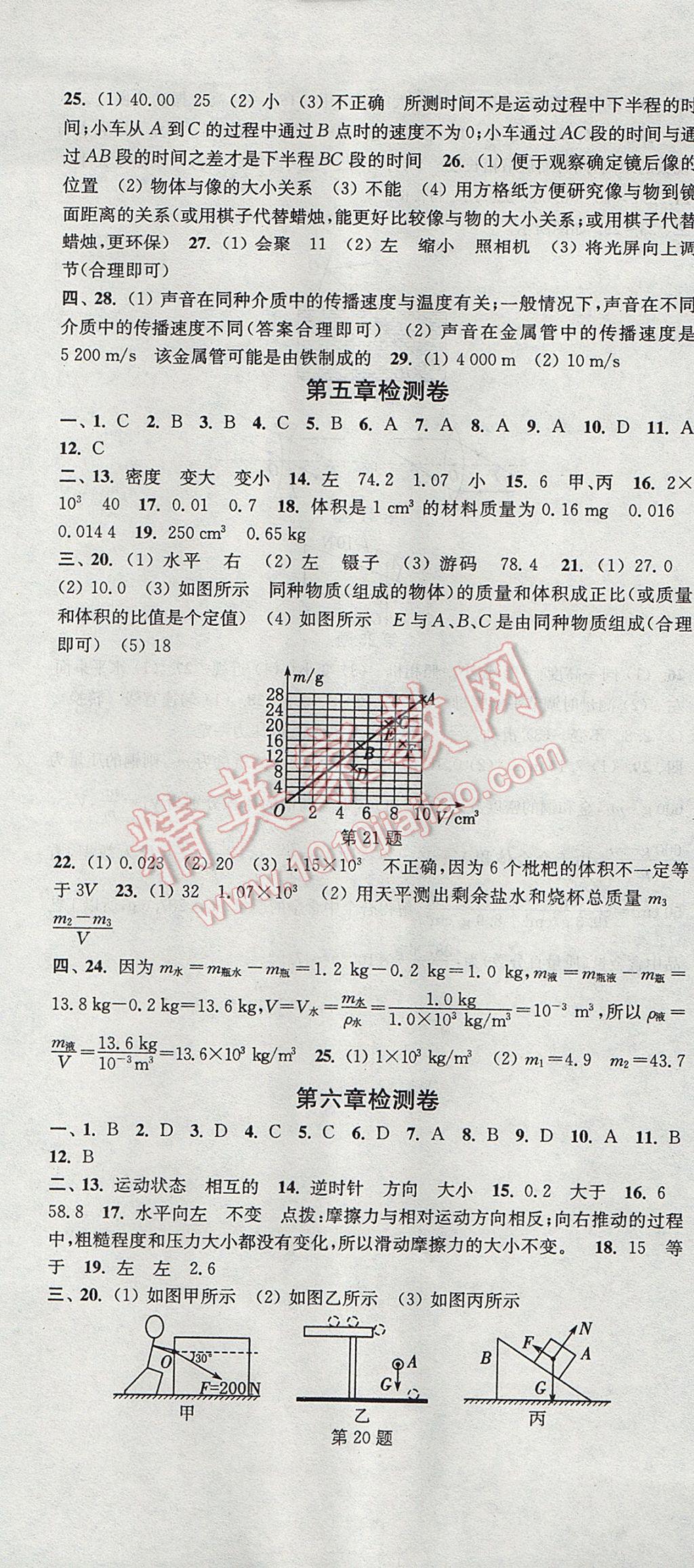 2017年通城学典活页检测八年级物理上册沪科版 参考答案第13页