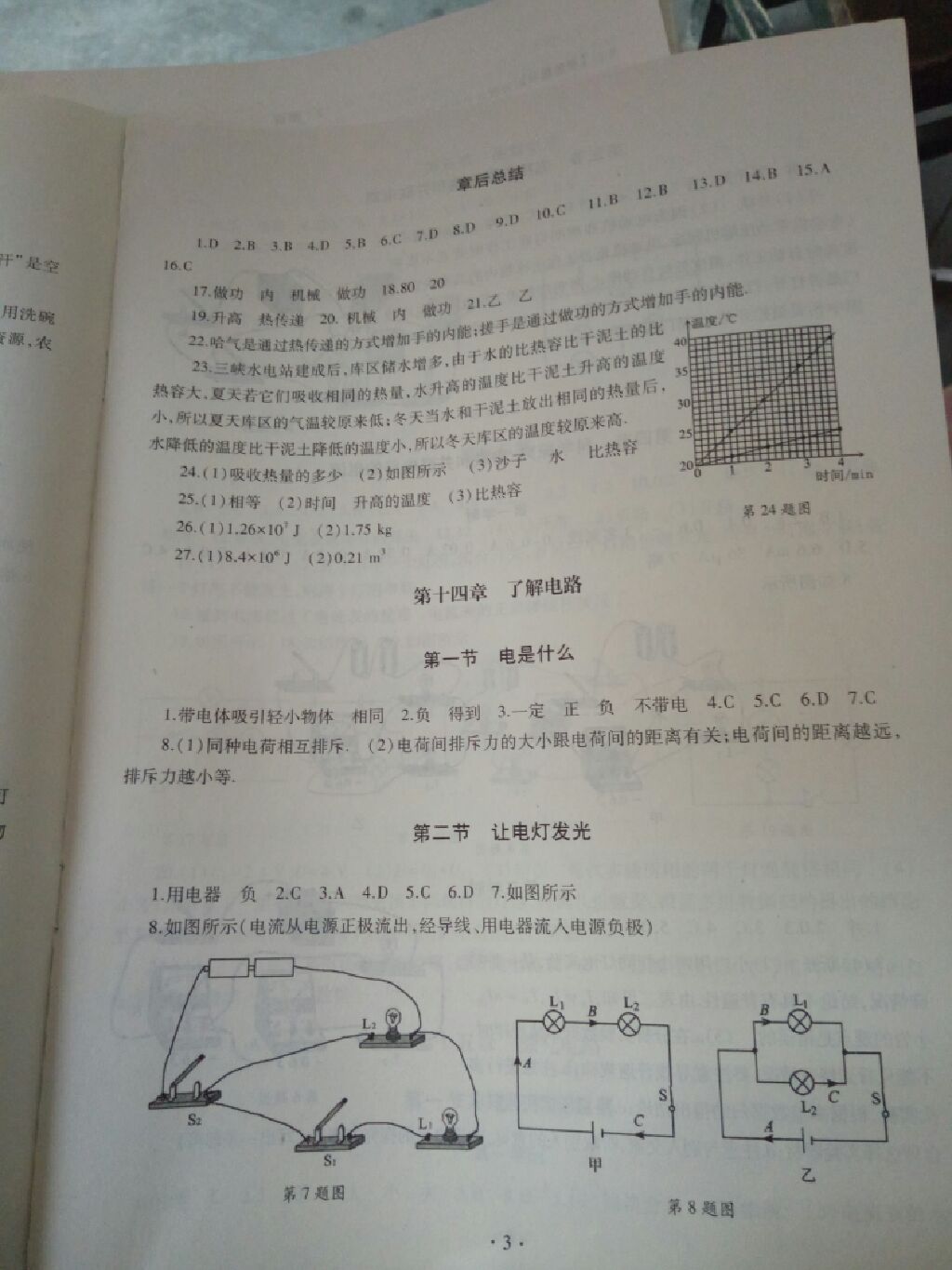 2017年同步學(xué)習(xí)九年級物理全一冊滬科版 參考答案第3頁