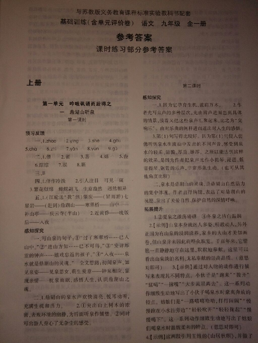 2017年基礎(chǔ)訓練九年級語文全一冊蘇教版河南省內(nèi)專用大象出版社 參考答案第48頁