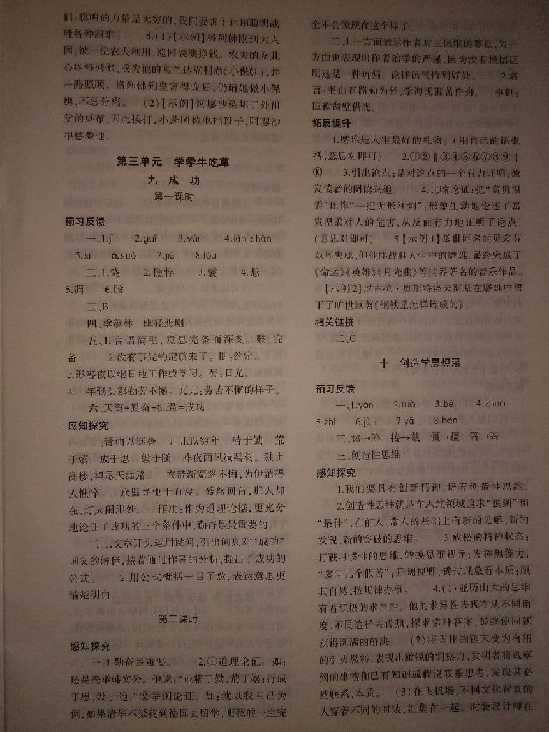 2017年基礎(chǔ)訓練九年級語文全一冊蘇教版河南省內(nèi)專用大象出版社 參考答案第30頁