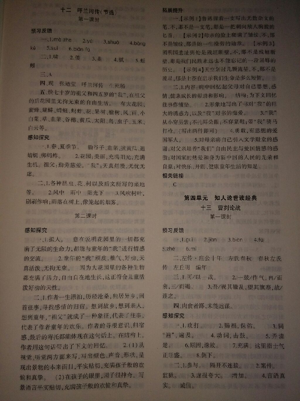 2017年基礎(chǔ)訓(xùn)練九年級語文全一冊蘇教版河南省內(nèi)專用大象出版社 參考答案第8頁