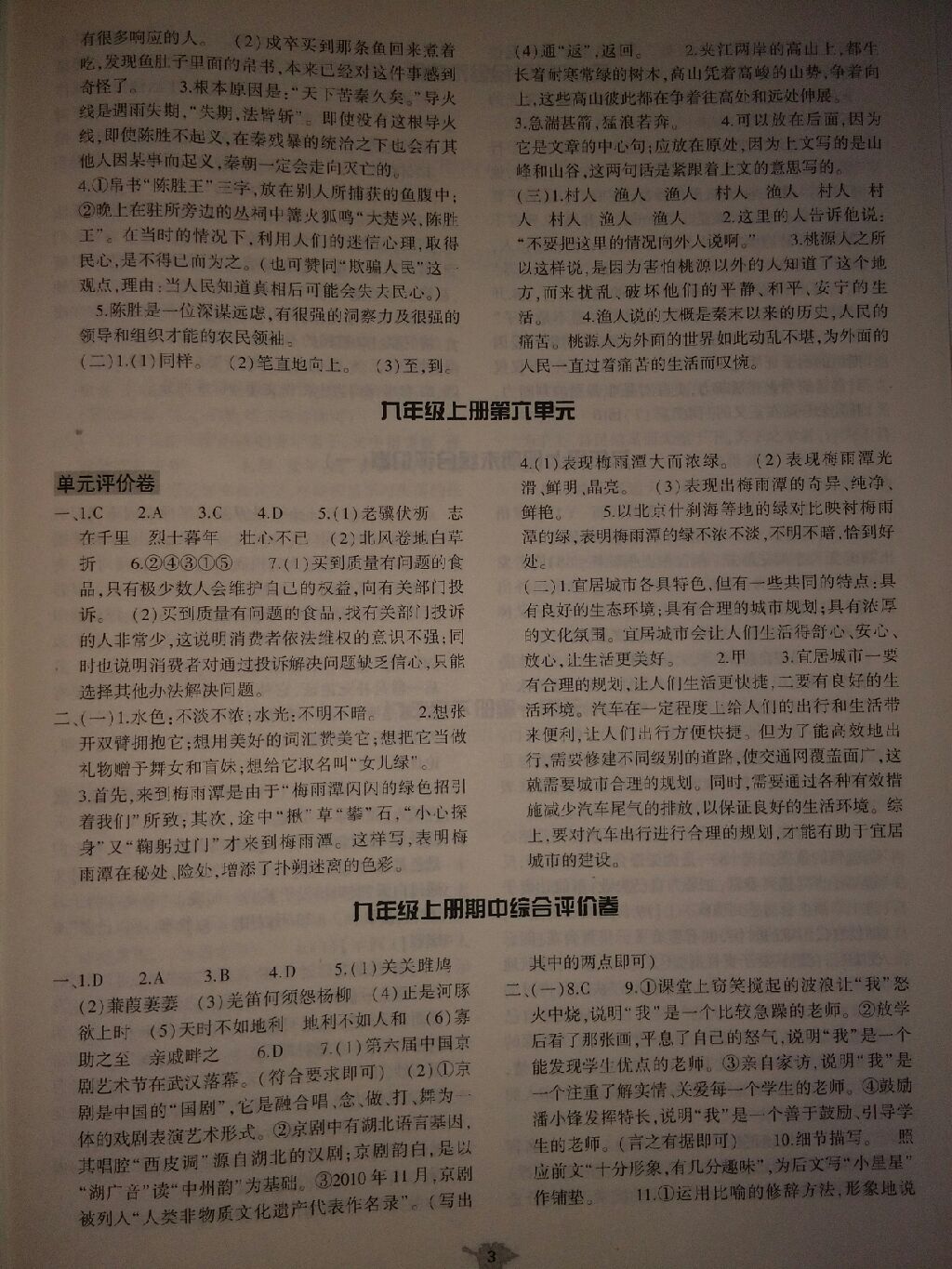 2017年基礎(chǔ)訓(xùn)練九年級語文全一冊蘇教版河南省內(nèi)專用大象出版社 參考答案第20頁