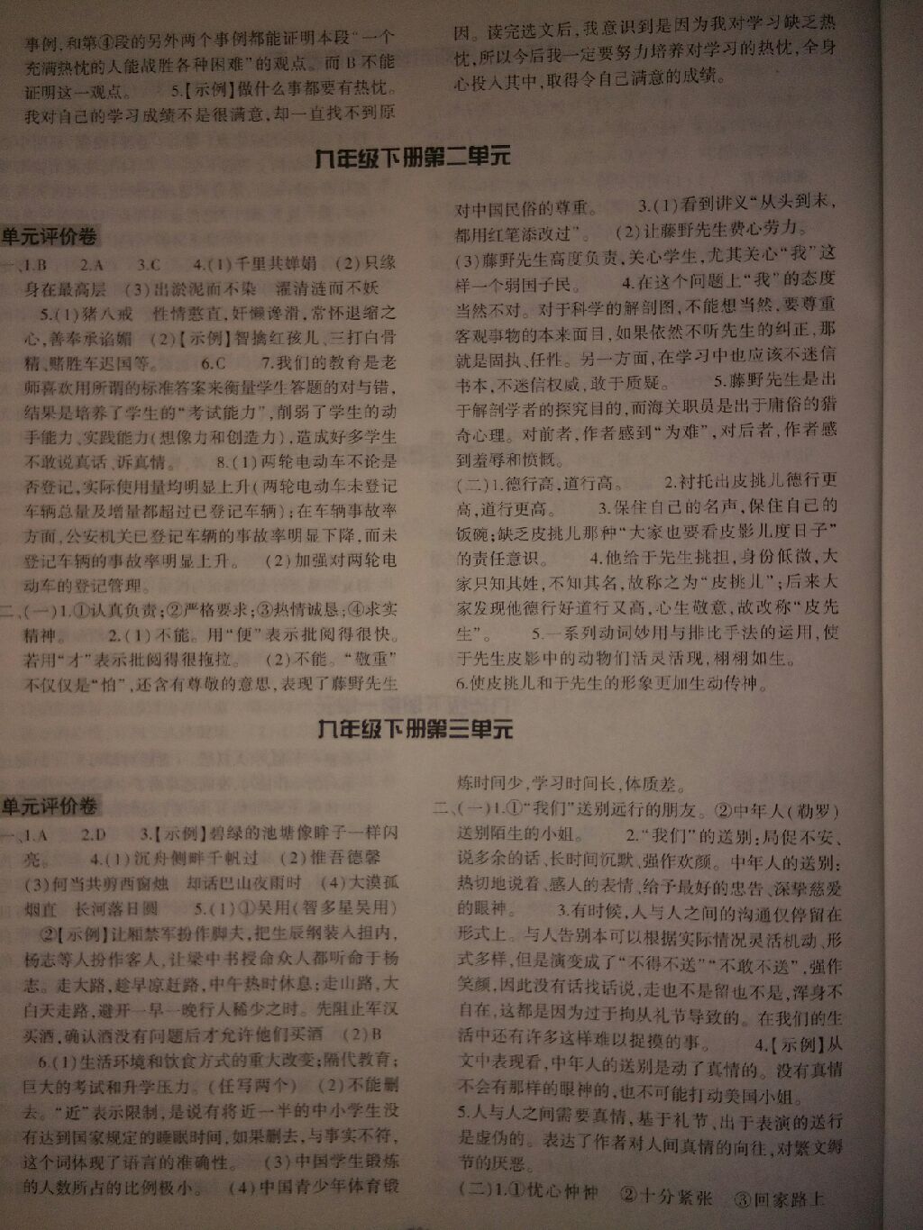 2017年基礎(chǔ)訓(xùn)練九年級語文全一冊蘇教版河南省內(nèi)專用大象出版社 參考答案第17頁