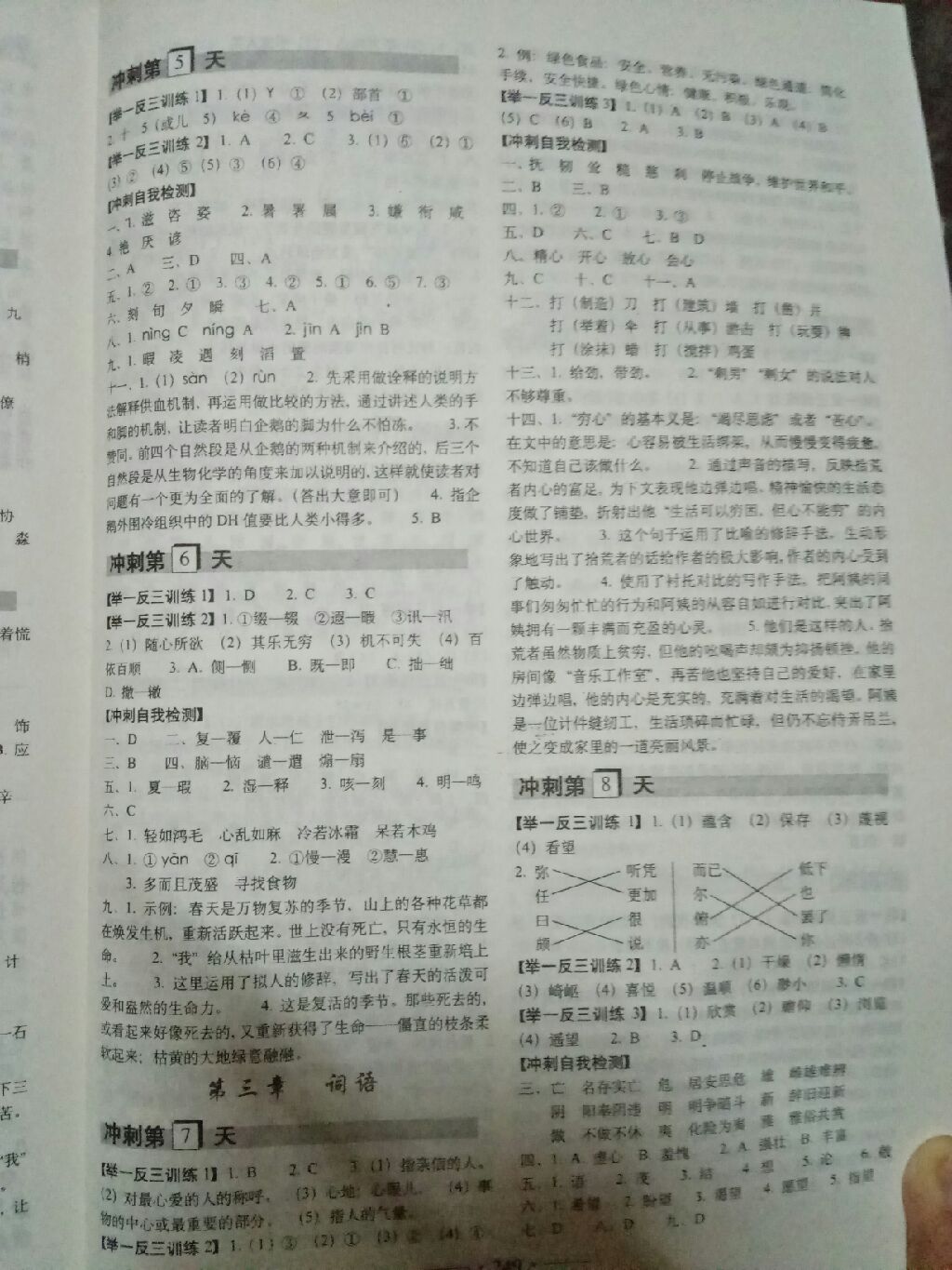 2017年小考必備考前沖刺46天語(yǔ)文小升初用書 參考答案第16頁(yè)