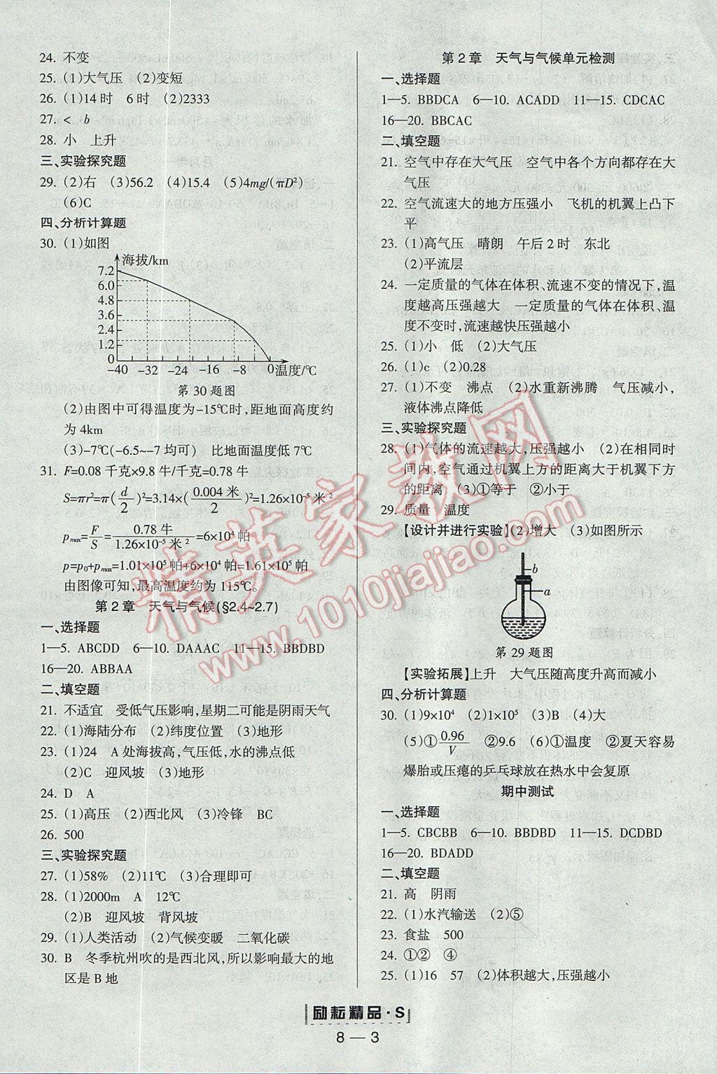 2017年勵(lì)耘書業(yè)勵(lì)耘活頁(yè)周周練八年級(jí)科學(xué)上冊(cè)浙教版 參考答案第3頁(yè)