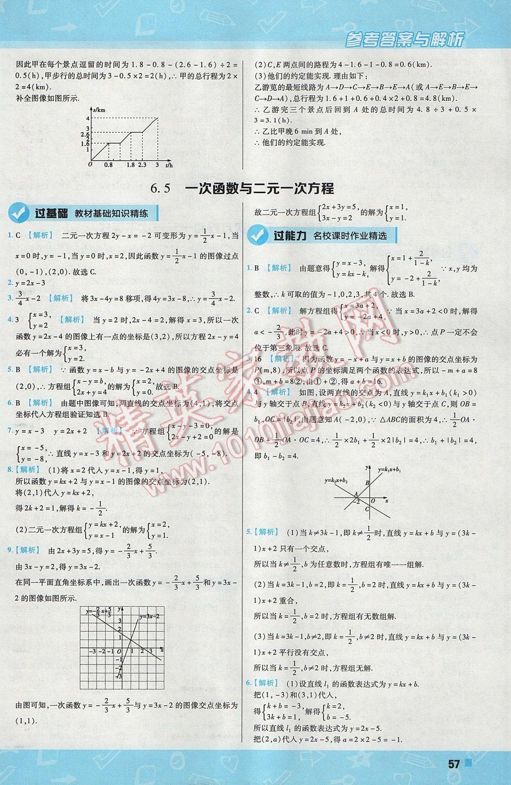 2017年一遍过初中数学八年级上册苏科版 参考答案第57页