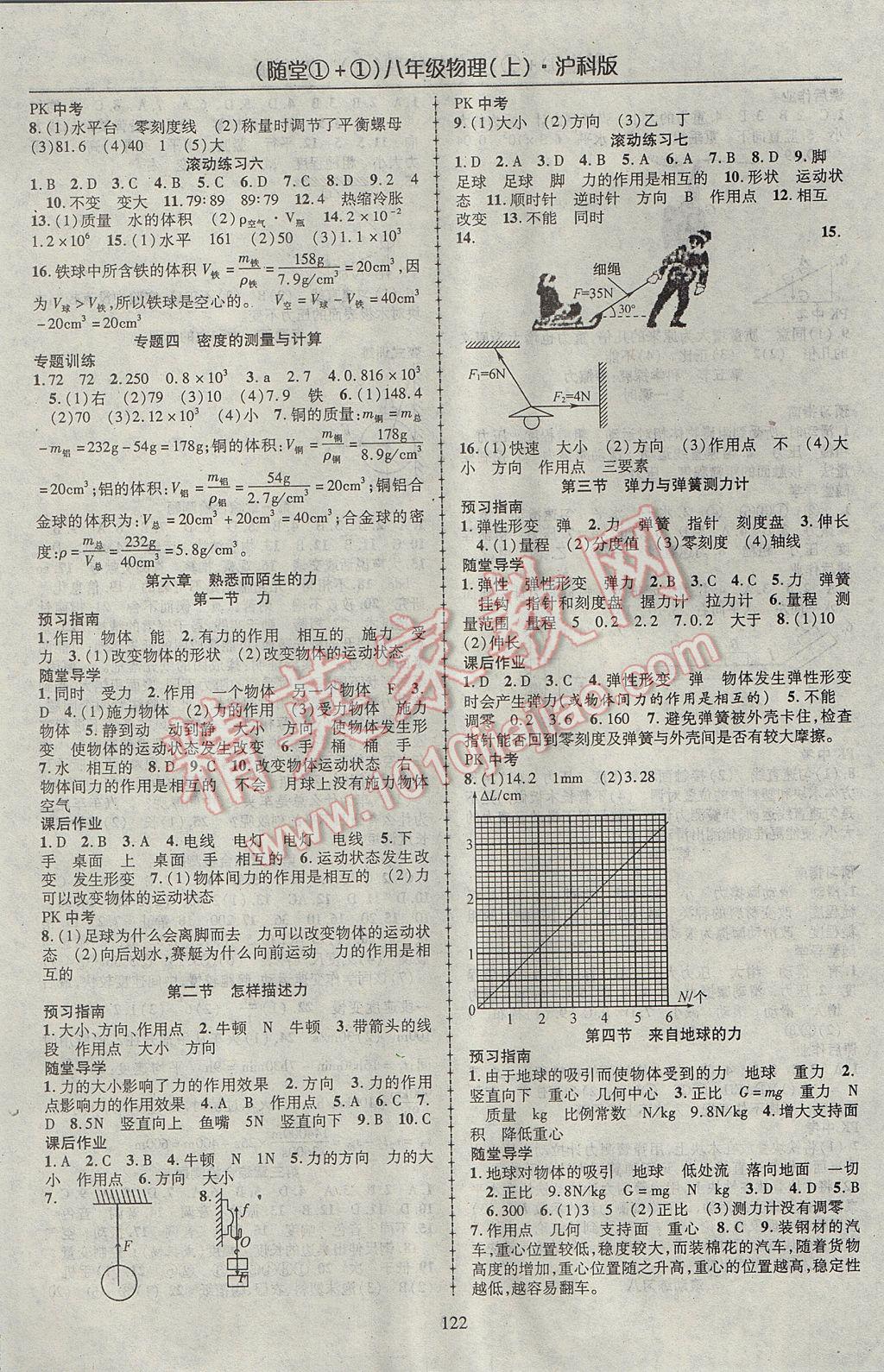 2017年隨堂1加1導(dǎo)練八年級物理上冊滬科版 參考答案第6頁