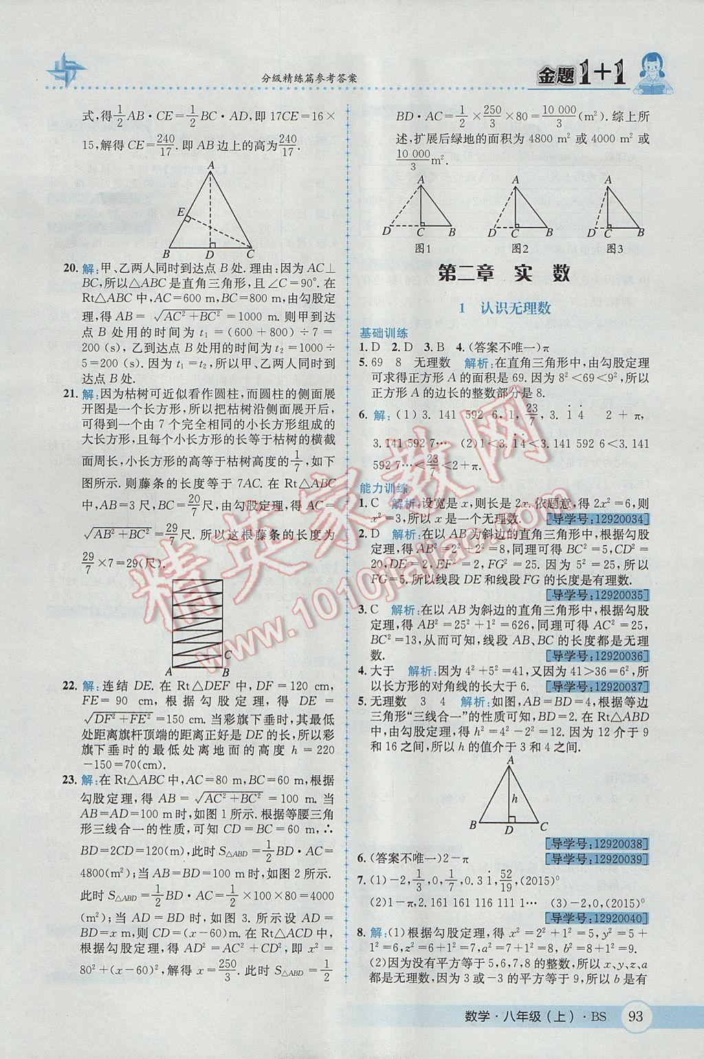 2017年金題1加1八年級數(shù)學(xué)上冊北師大版 參考答案第5頁