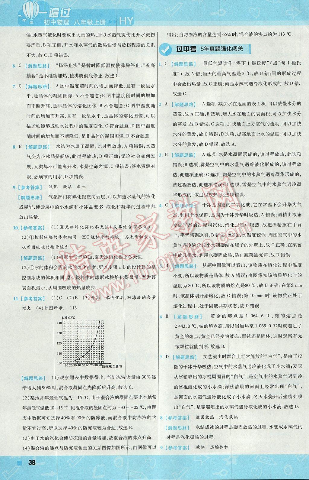 2017年一遍過(guò)初中物理八年級(jí)上冊(cè)滬粵版 參考答案第38頁(yè)