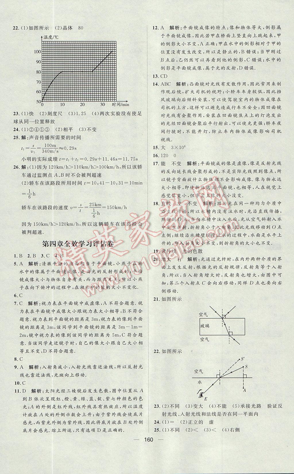 2017年阳光计划八年级物理上册人教版 参考答案第20页