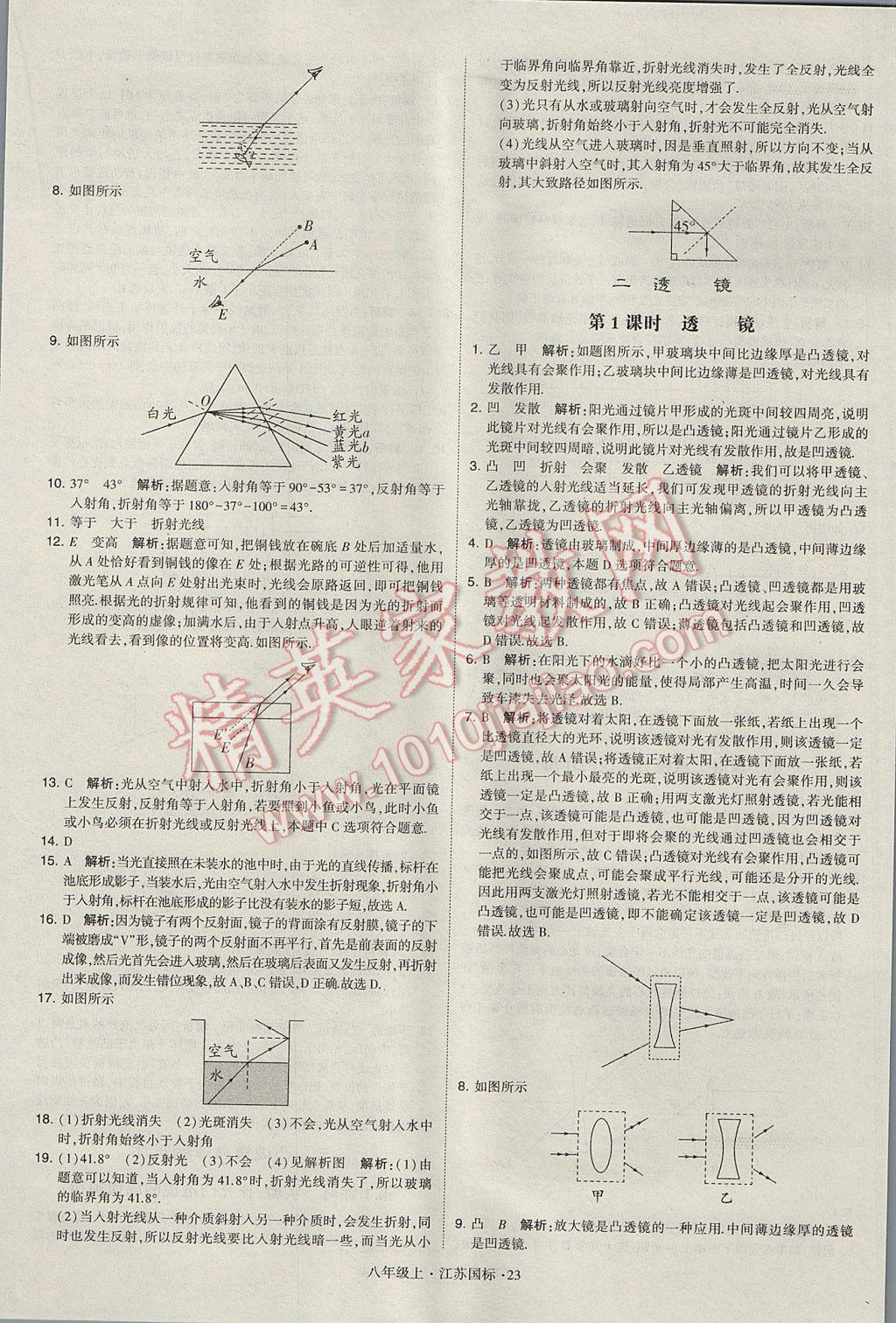 2017年学霸题中题八年级物理上册江苏版 参考答案第23页