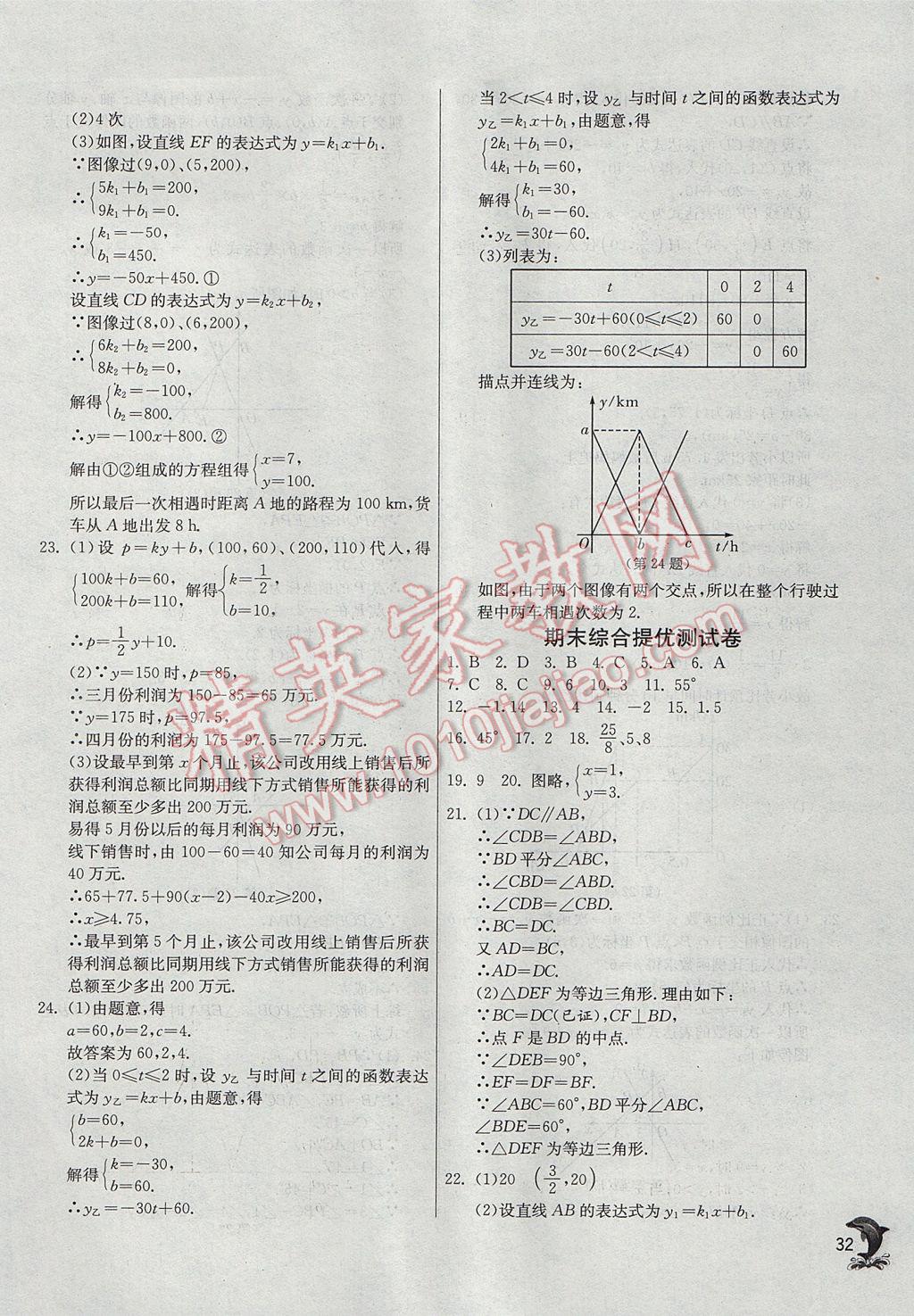 2017年實驗班提優(yōu)訓(xùn)練八年級數(shù)學(xué)上冊蘇科版 參考答案第32頁