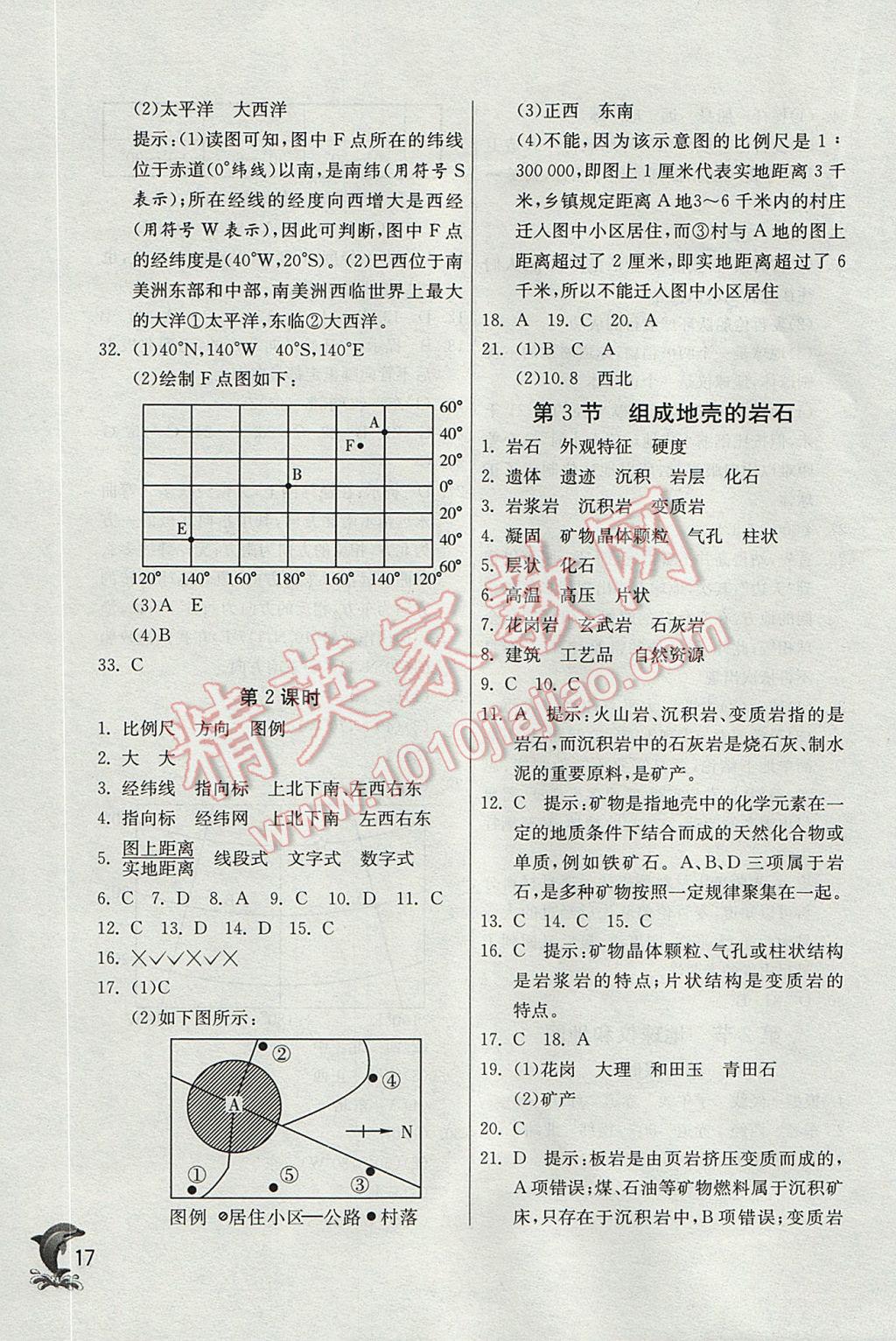 2017年實驗班提優(yōu)訓練七年級科學上冊浙教版 參考答案第17頁