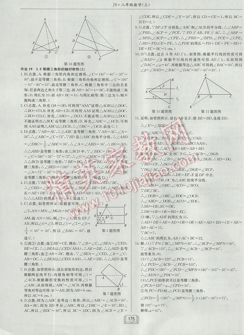 2017年启东中学作业本八年级数学上册江苏版 参考答案第15页