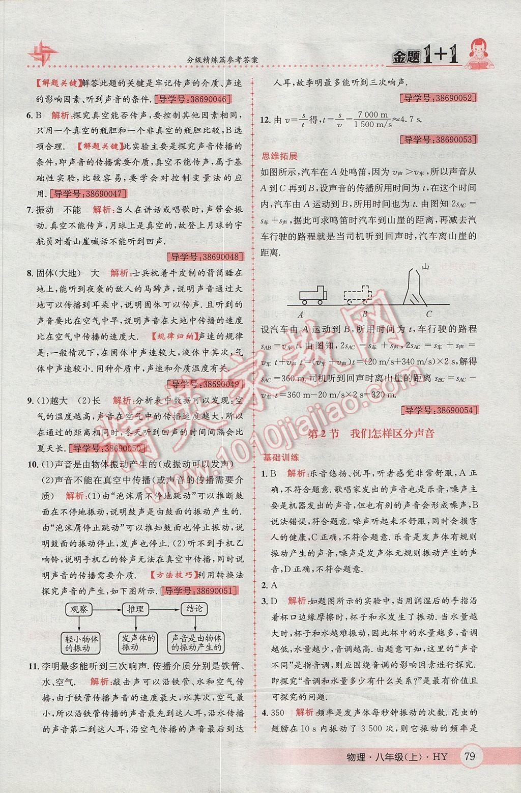 2017年金題1加1八年級物理上冊滬粵版 參考答案第7頁