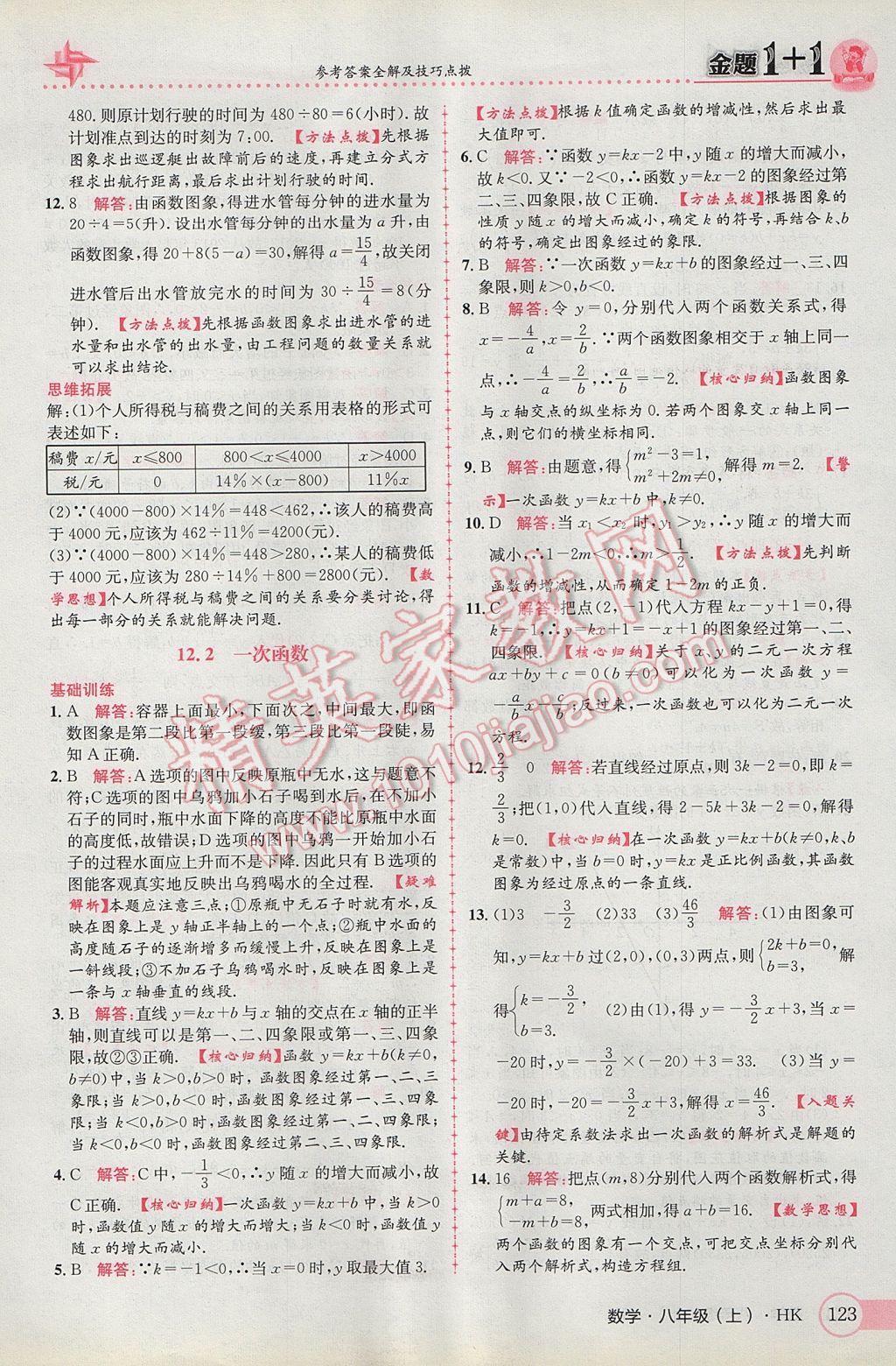 2017年金題1加1八年級(jí)數(shù)學(xué)上冊(cè)滬科版 參考答案第7頁(yè)