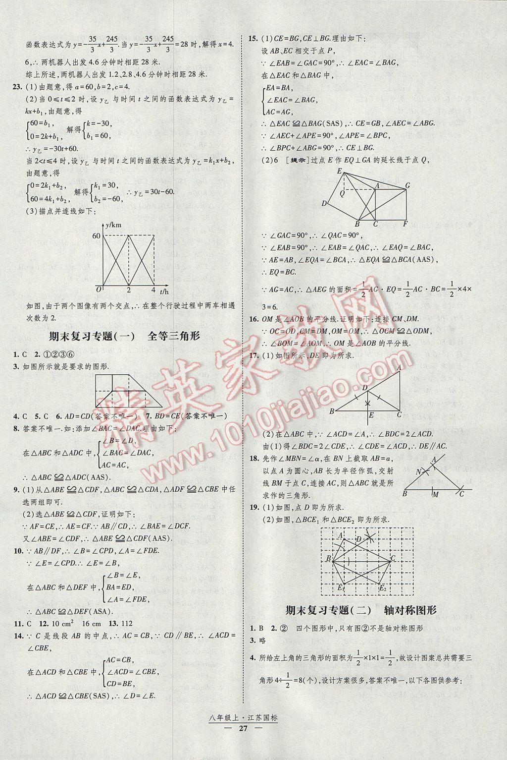 2017年經(jīng)綸學(xué)典新課時(shí)作業(yè)八年級(jí)數(shù)學(xué)上冊(cè)江蘇版 參考答案第27頁(yè)