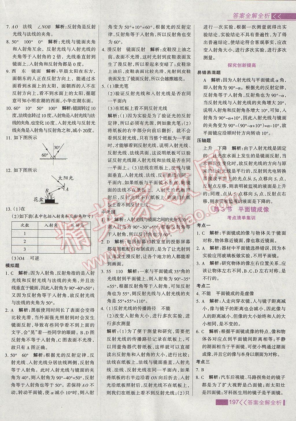 2017年考點集訓與滿分備考八年級物理上冊 參考答案第21頁