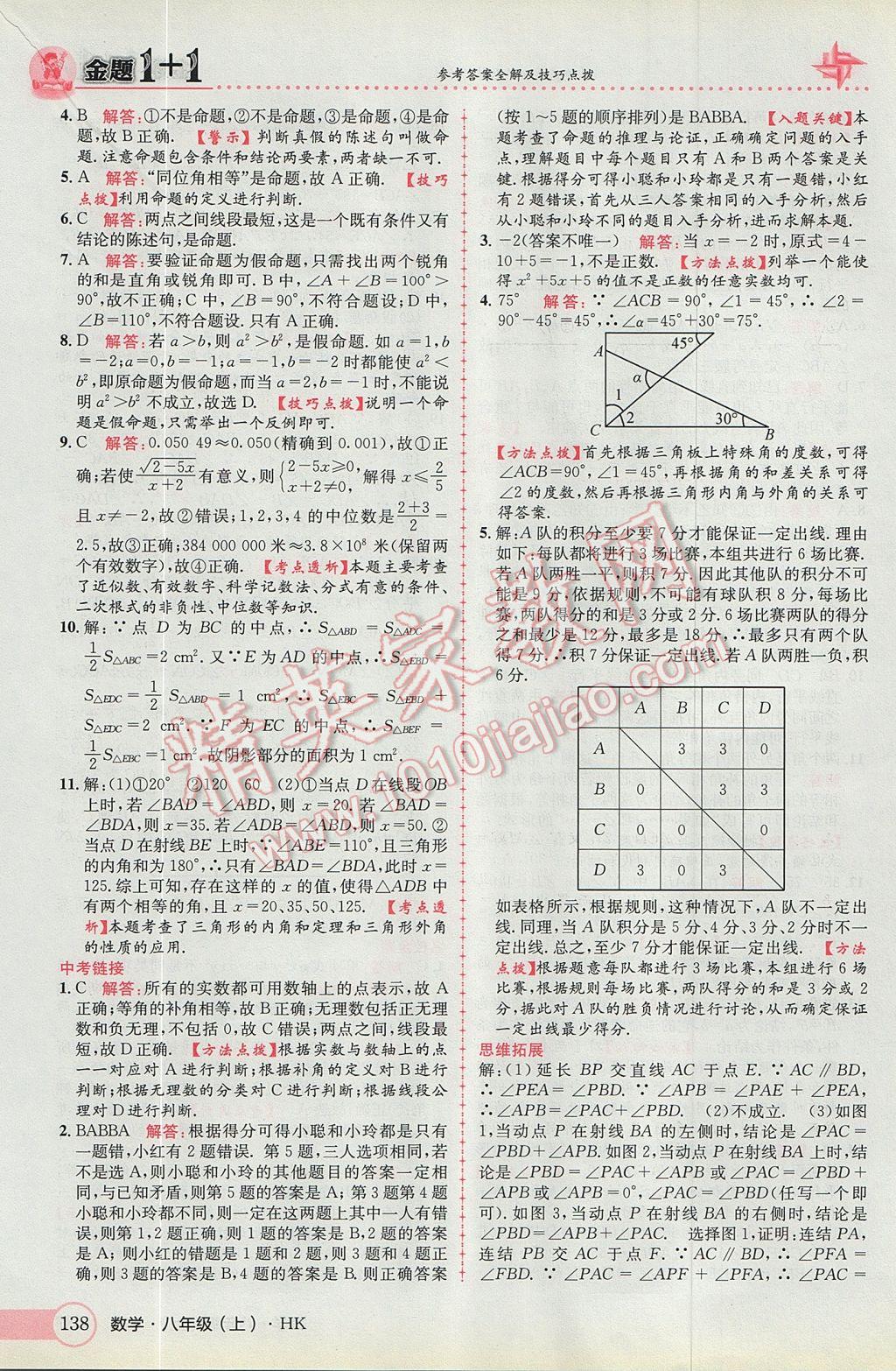 2017年金題1加1八年級(jí)數(shù)學(xué)上冊(cè)滬科版 參考答案第22頁