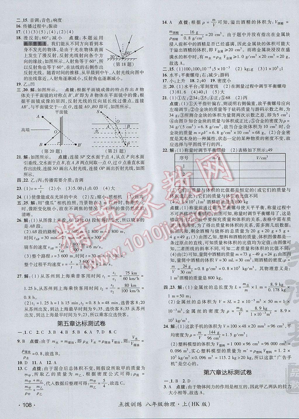 2017年點撥訓練八年級物理上冊滬科版 參考答案第3頁