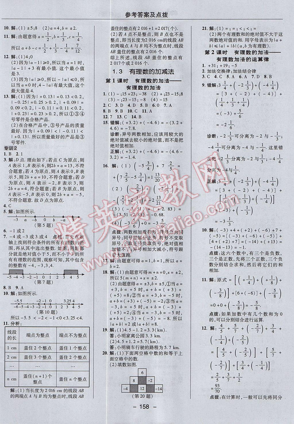 2017年综合应用创新题典中点七年级数学上册人教版 参考答案第6页