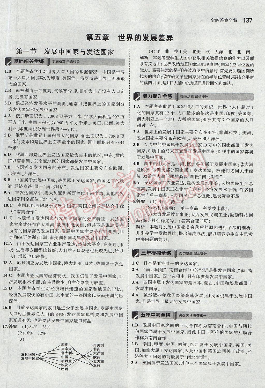 2017年5年中考3年模擬初中地理七年級上冊湘教版 參考答案第29頁