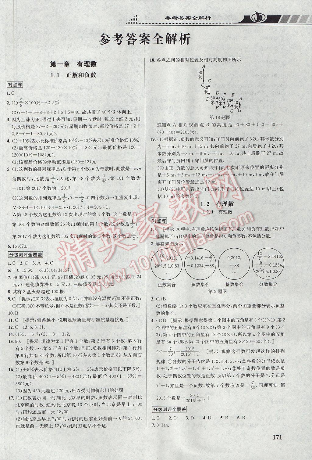 2017年重难点手册七年级数学上册人教版 参考答案第1页