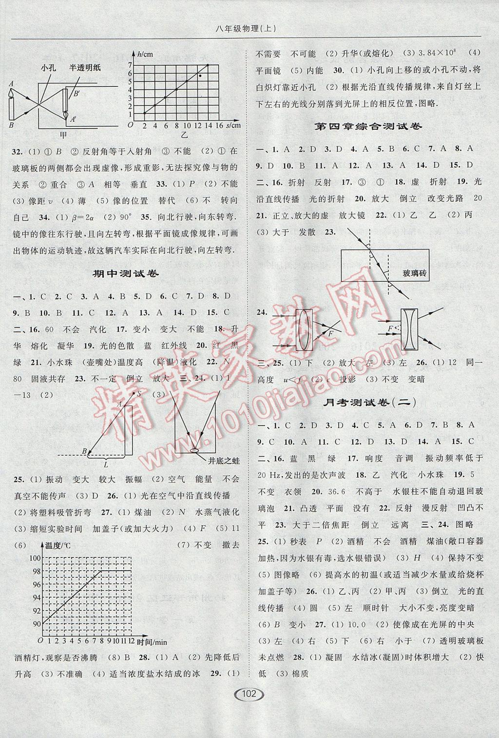 2017年亮点给力提优课时作业本八年级物理上册江苏版 参考答案第10页