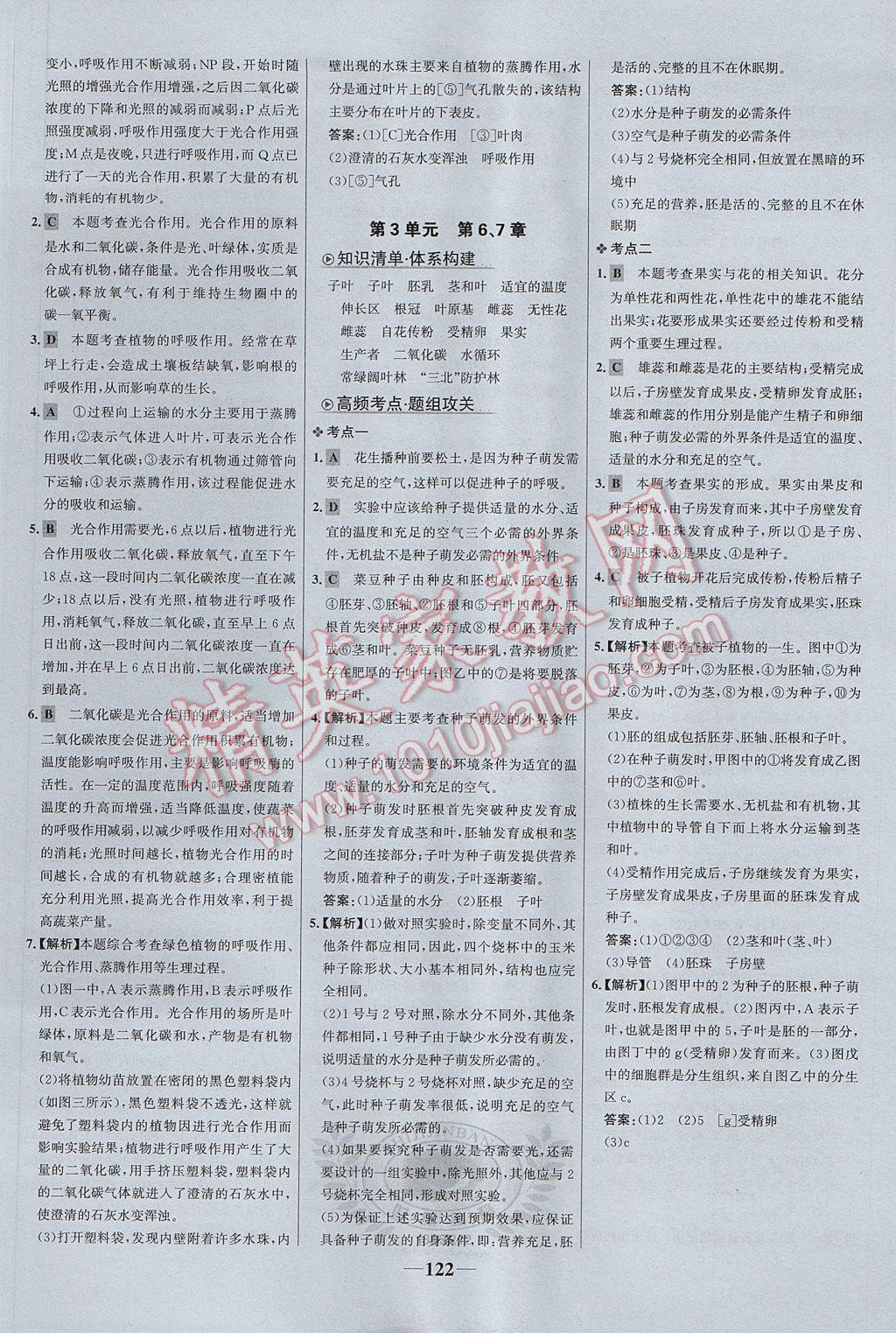 2017年世紀金榜金榜學(xué)案七年級生物上冊北師大版 參考答案第22頁