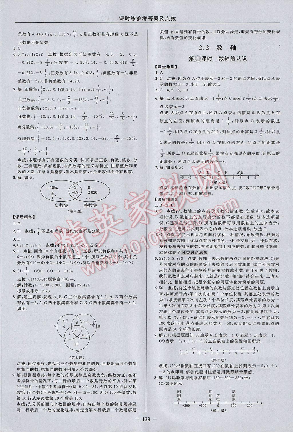 2017年点拨训练七年级数学上册华师大版 参考答案第6页