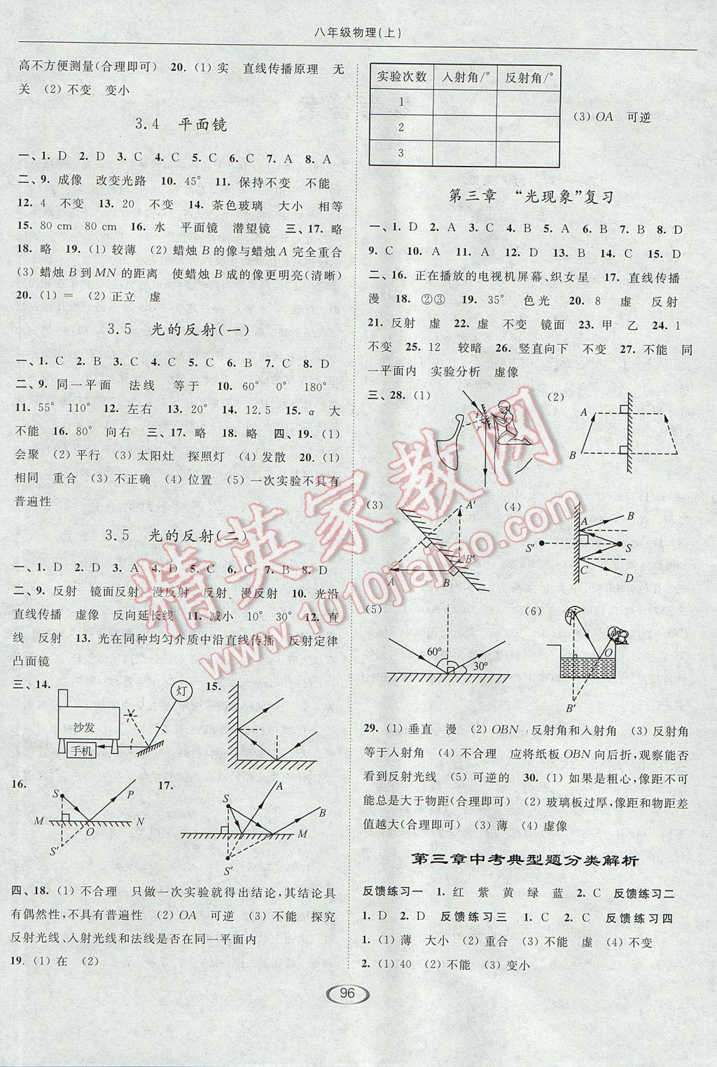 2017年亮點給力提優(yōu)課時作業(yè)本八年級物理上冊江蘇版 參考答案第4頁