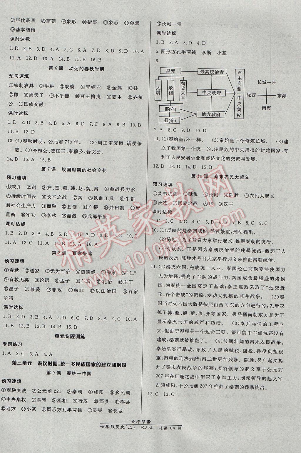 2017年高效課時(shí)通10分鐘掌控課堂七年級(jí)歷史上冊(cè)人教版 參考答案第2頁