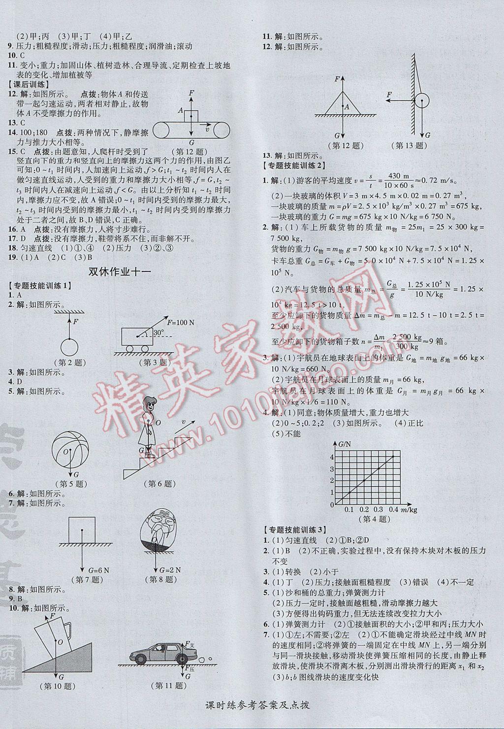 2017年點(diǎn)撥訓(xùn)練八年級物理上冊滬科版 參考答案第20頁