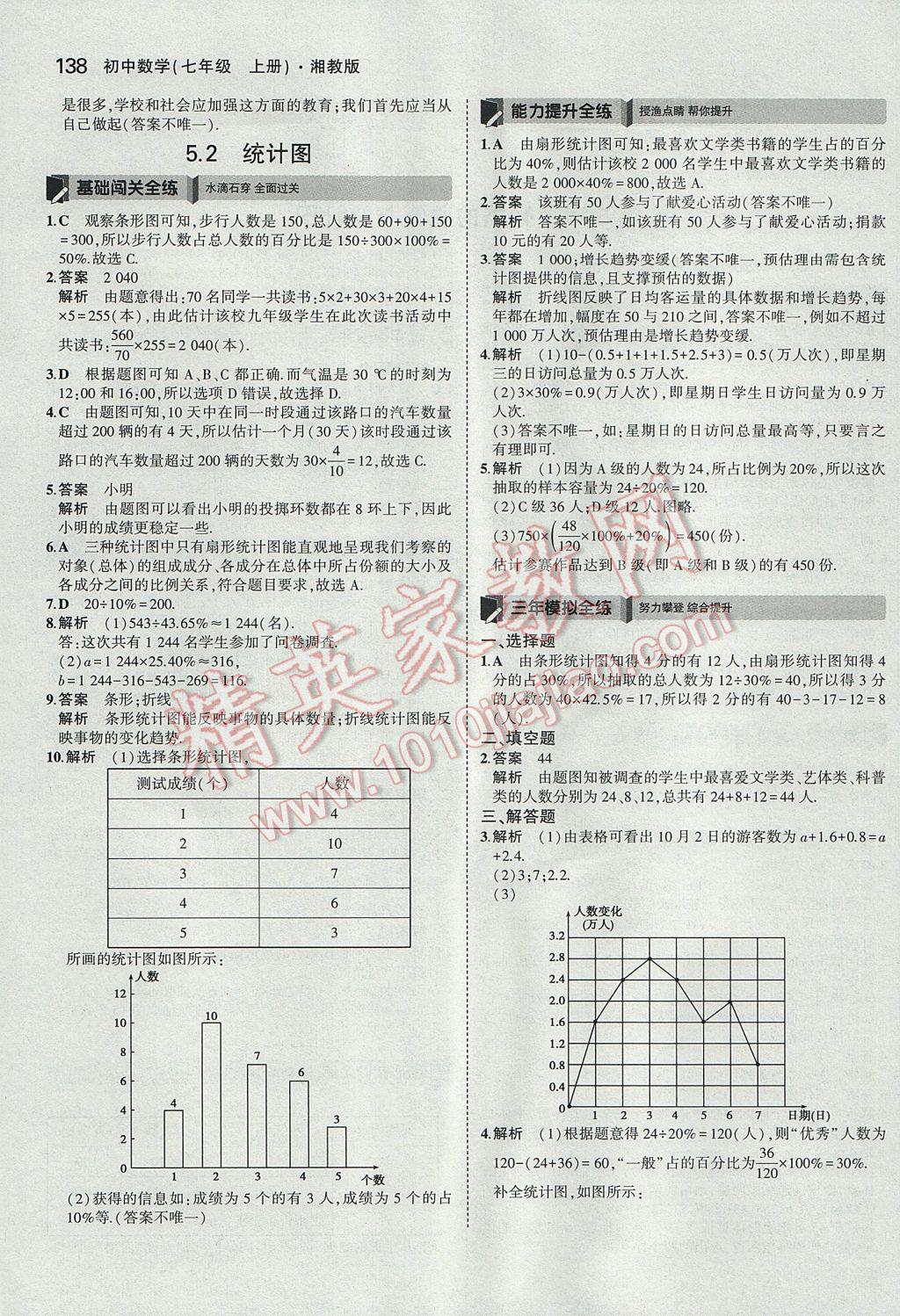 2017年5年中考3年模擬初中數(shù)學(xué)七年級上冊湘教版 參考答案第34頁