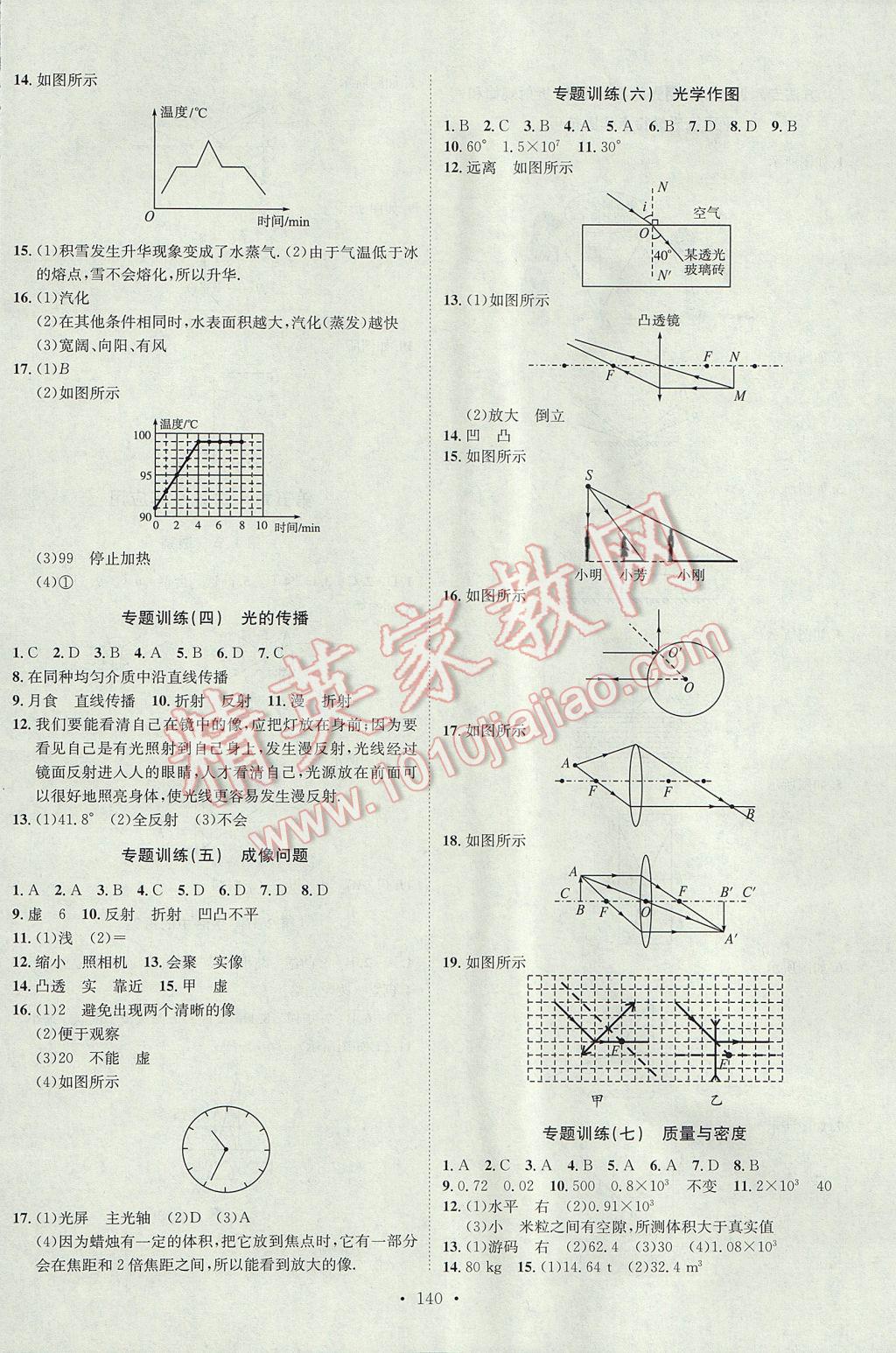 2017年思路教練同步課時(shí)作業(yè)八年級(jí)物理上冊(cè)人教版 參考答案第8頁(yè)