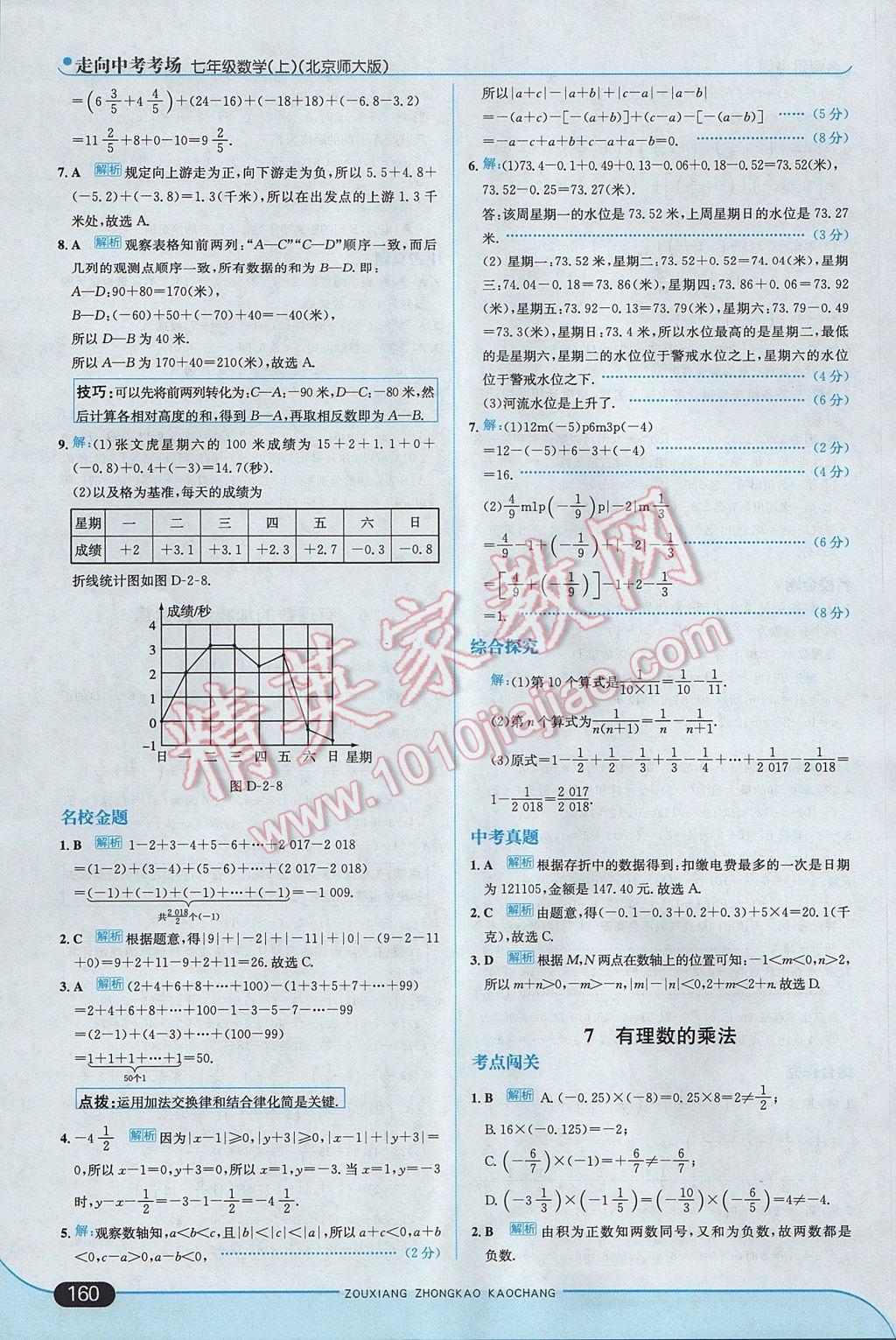 2017年走向中考考场七年级数学上册北师大版 参考答案第10页