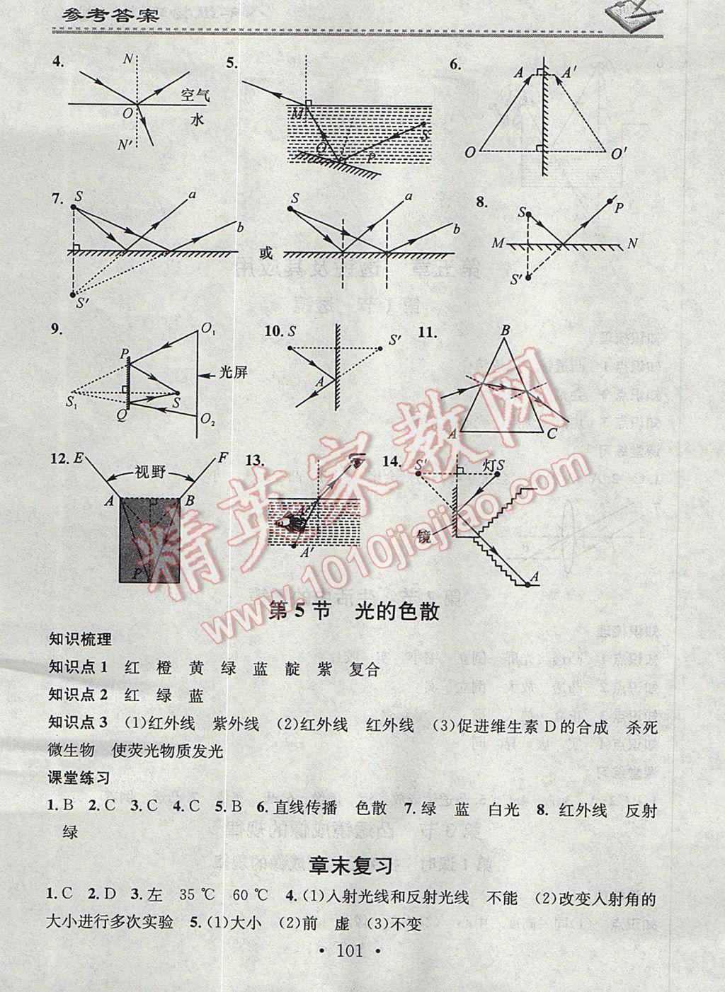 2017年名校課堂小練習(xí)八年級(jí)物理上冊(cè)人教版 參考答案第7頁(yè)