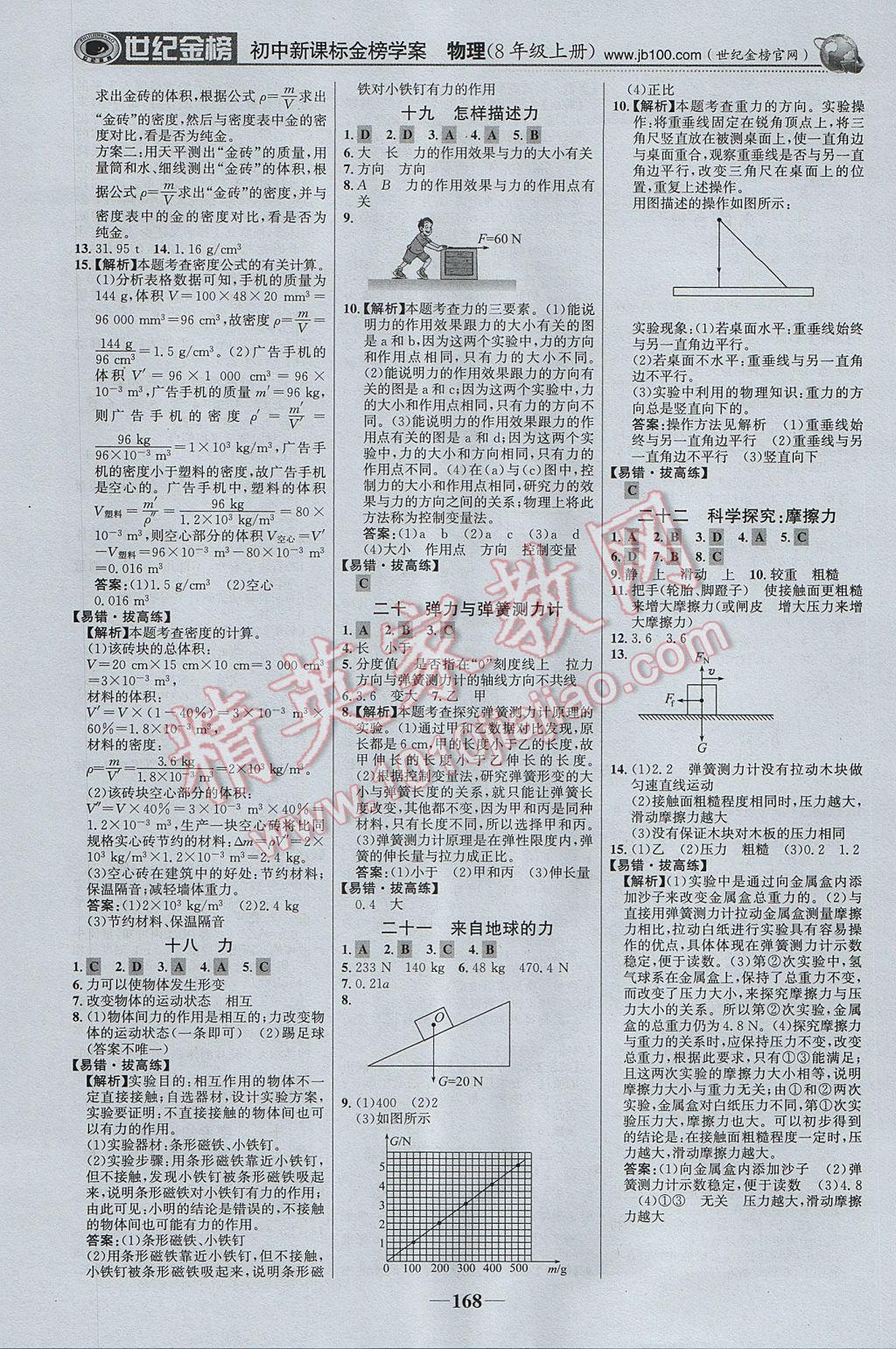 2017年世紀(jì)金榜金榜學(xué)案八年級物理上冊滬科版 參考答案第21頁