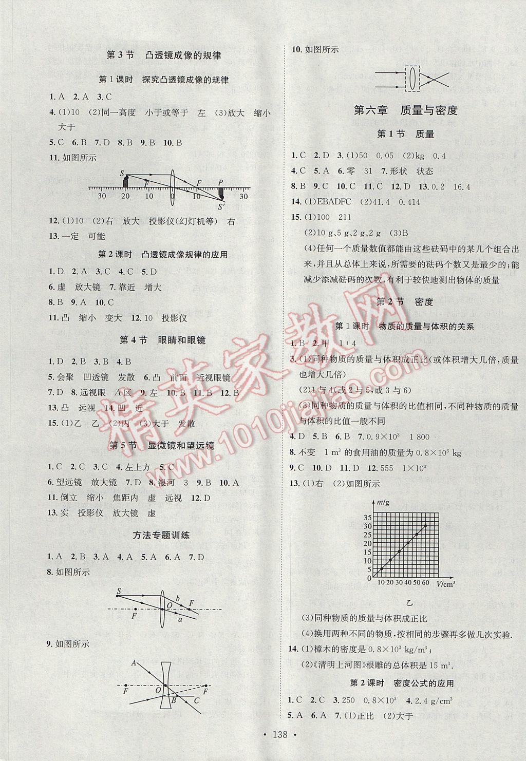 2017年思路教练同步课时作业八年级物理上册人教版 参考答案第6页