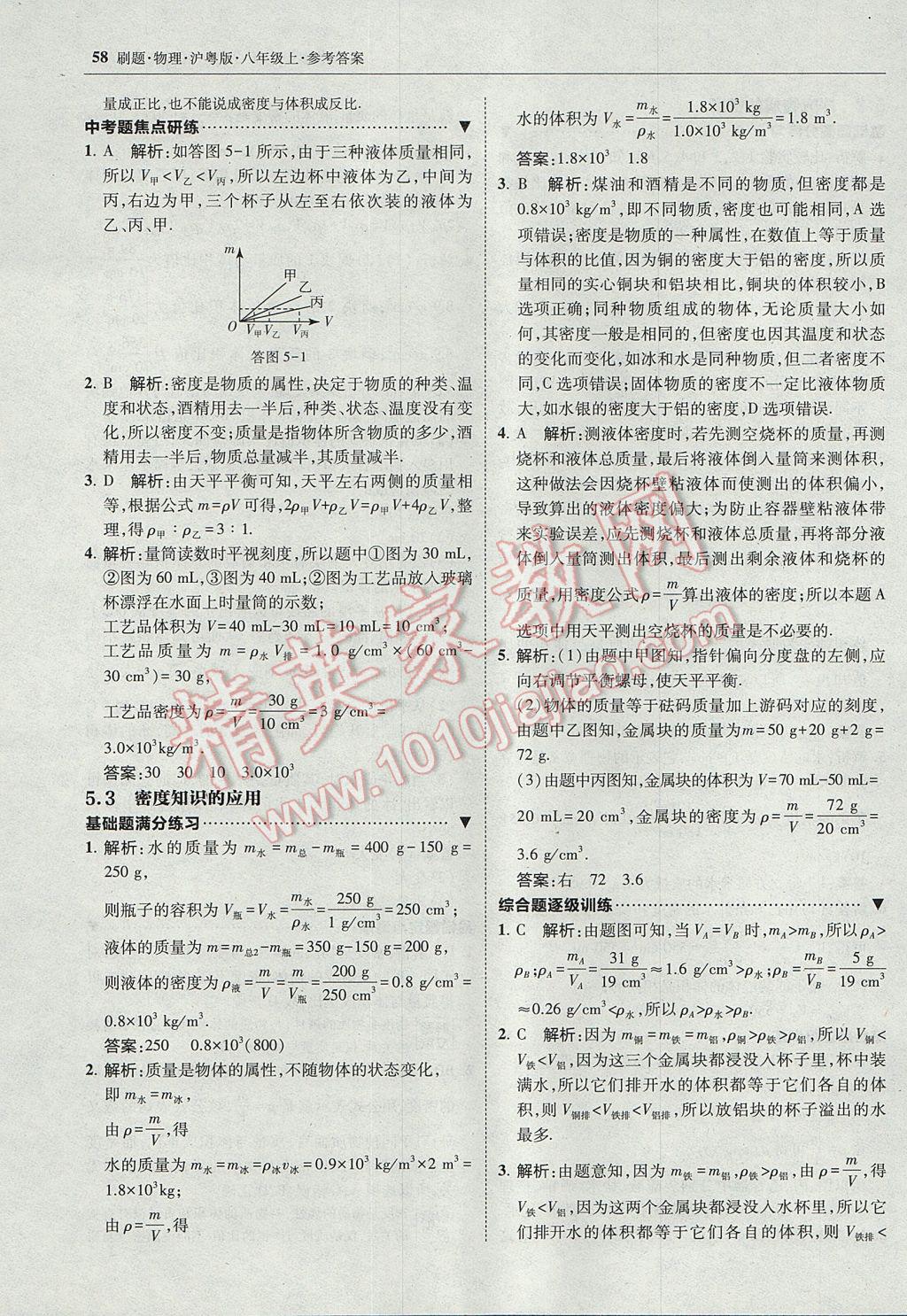 2017年北大綠卡刷題八年級(jí)物理上冊(cè)滬粵版 參考答案第29頁(yè)