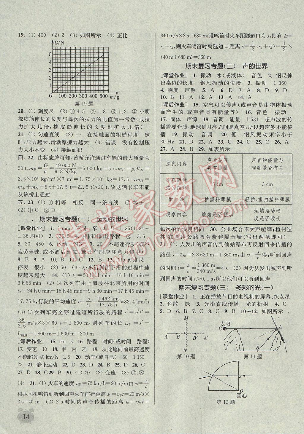 2017年通城學(xué)典課時(shí)作業(yè)本八年級(jí)物理上冊(cè)滬科版 參考答案第13頁(yè)