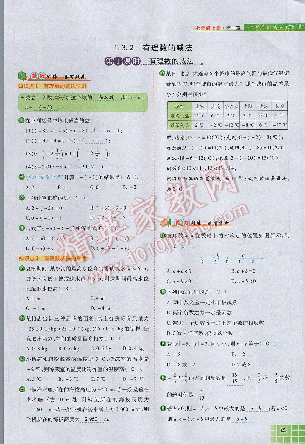 2017年見證奇跡英才學業(yè)設計與反饋七年級數(shù)學上冊人教版 第一章 有理數(shù)第45頁