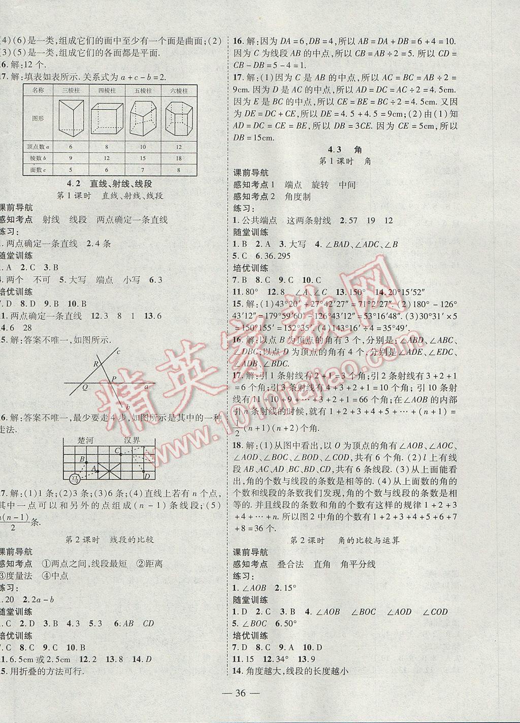 2017年新课程成长资源课时精练七年级数学上册人教版 参考答案第12页