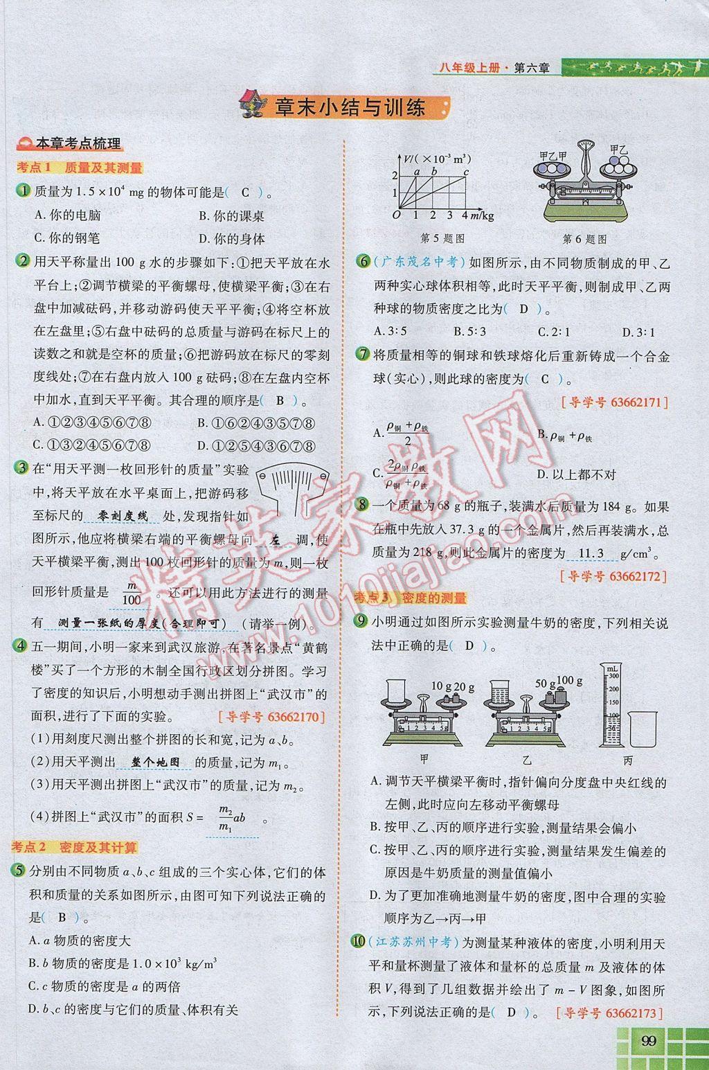 2017年見證奇跡英才學業(yè)設(shè)計與反饋八年級物理上冊人教版 第六章 質(zhì)量與密度第113頁