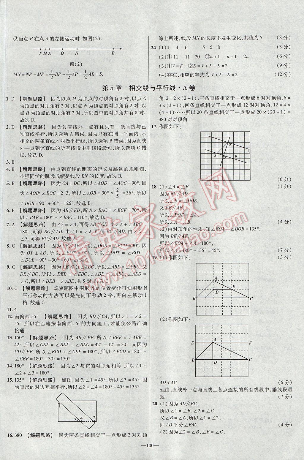 2017年金考卷活頁題選七年級數(shù)學(xué)上冊華師大版 參考答案第10頁