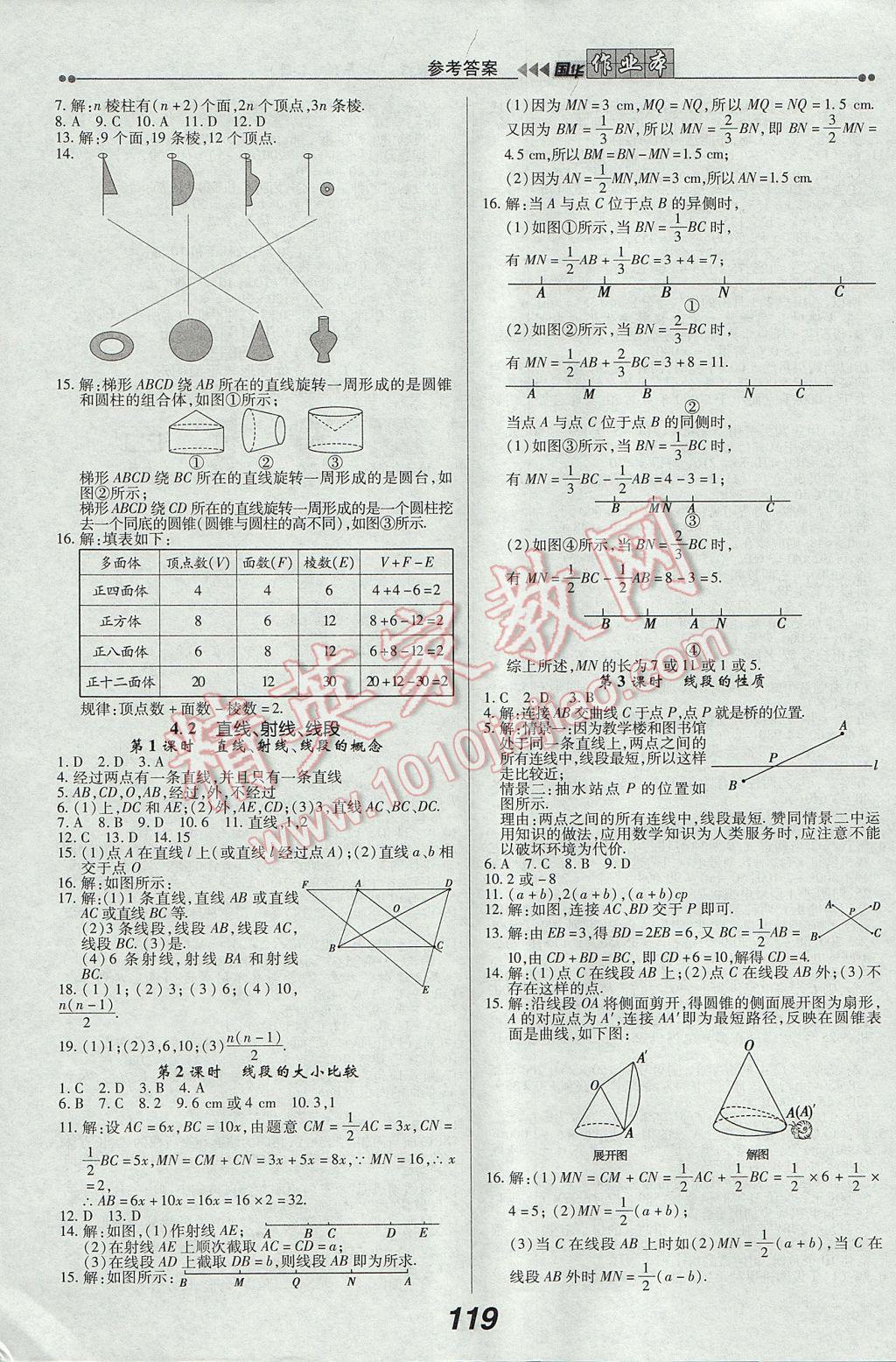 2017年国华作业本七年级数学上册人教版 参考答案第11页