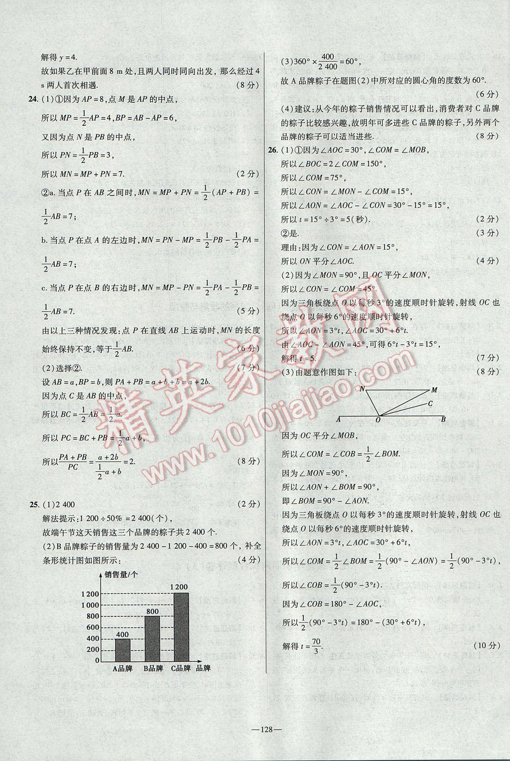 2017年金考卷活頁(yè)題選七年級(jí)數(shù)學(xué)上冊(cè)北師大版 參考答案第20頁(yè)