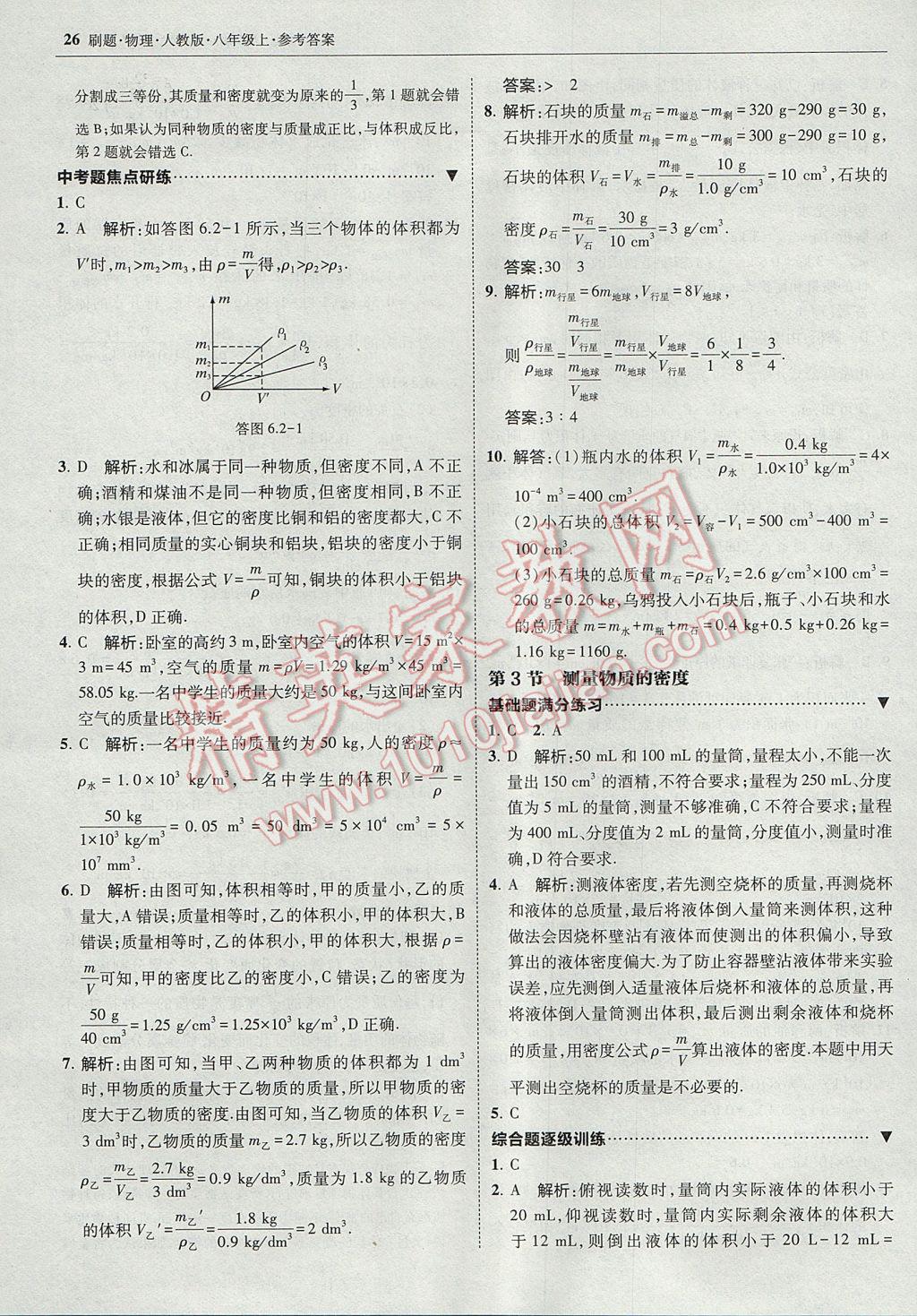 2017年北大绿卡刷题八年级物理上册人教版 参考答案第25页